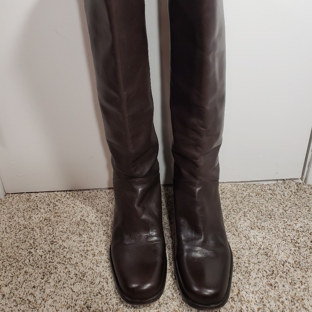 Anne Klein Dark Brown Leather Riding Boots